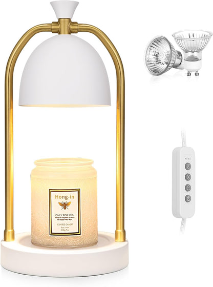 Hong-in Candle Warmer Lamp - with Timer & Dimmer, Modern Home Decor House Warming Gifts Wax Melt Warmer for Jar Candles, Cozy Birthday Gift for Women Mom (Black)