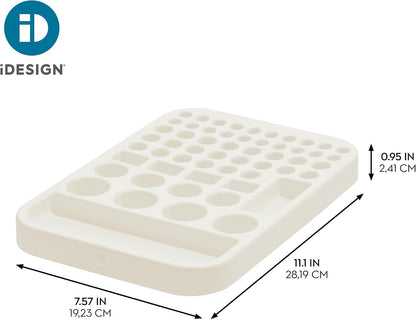 iDesign Plastic Divided Battery Organizer Insert, Coconut | 7.6" x 11.1" x 1"