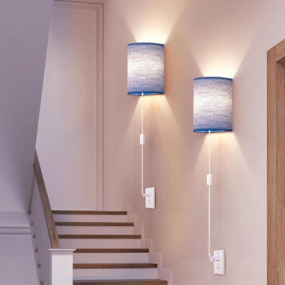 Battery Operated Wall Sconce Set of Two: 10000mAh Wireless Wall Light with Rechargeable Magnetic Bulb - Dimmable Wall Lamp with 7 RGB Colors - Linen Shade Sconces with Remote for Bedroom Living Room