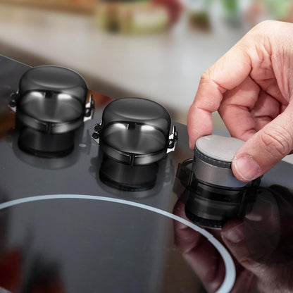 Gas Stove Knob Covers 5Pcs Childproof Stove Safety Covers for Kitchen Oven Knob Lock Protection Easy Install Black 3.54 Inch