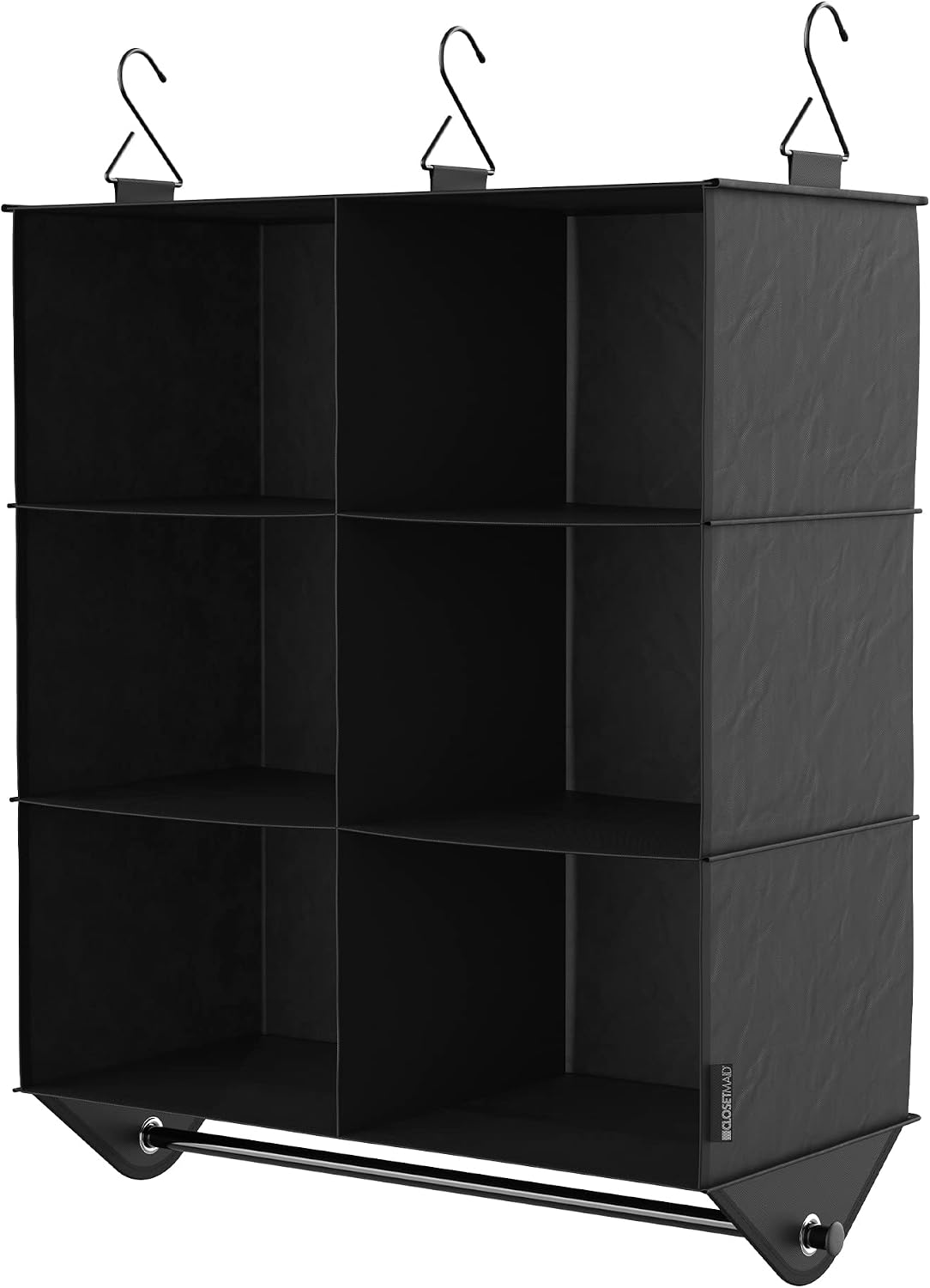 ClosetMaid 10-Shelf Fabric Hanging Shoe Storage Organizer for Closet, Charcoal Black
