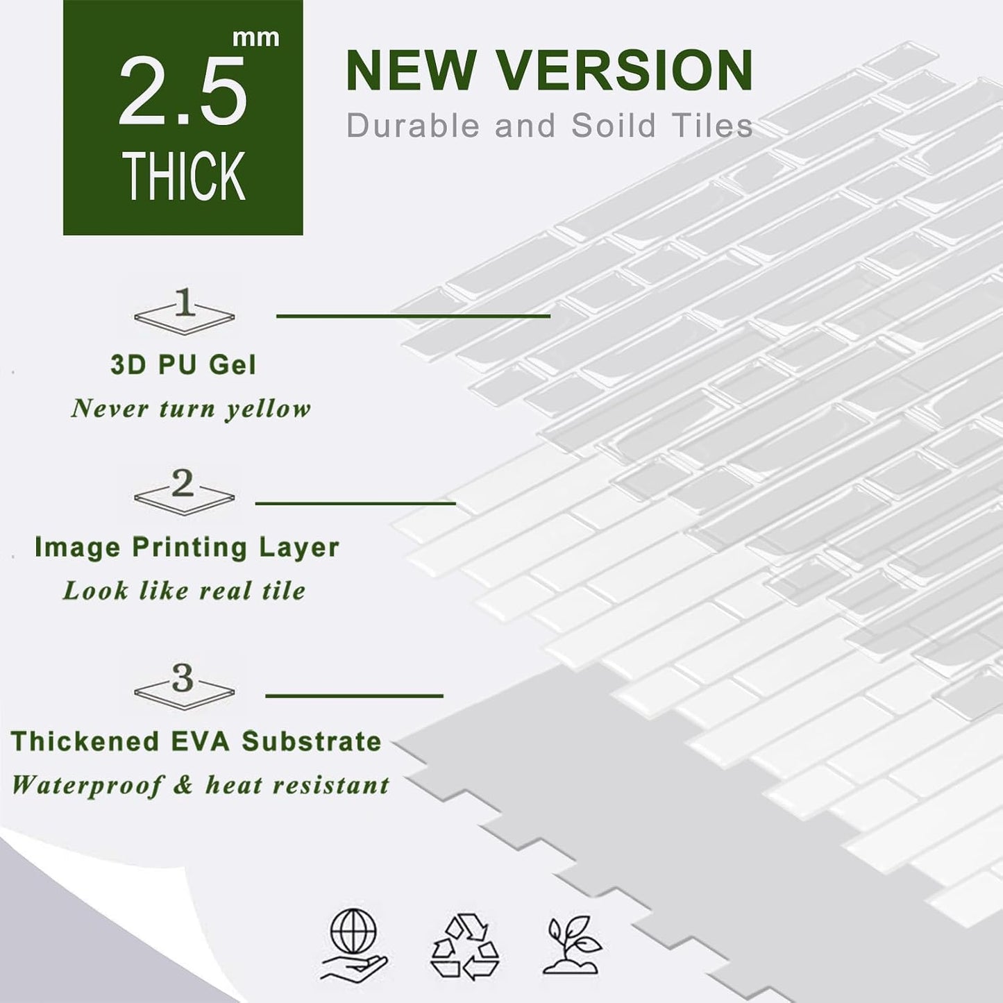 STICKGOO Thicker Design Peel and Stick, Self Adhesive Stick On Tile Backsplash for Kitchen and Bathroom, Beige & White, 12”×12”, 10 Sheets