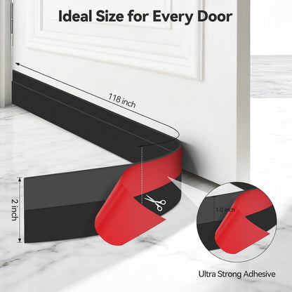 Door Draft Stopper, Ohuhu 39"L x 2"W Silicone Weather Stripping Under Door Seal for Exterior Interior Doors, 1" Widened Strong Adhesive, Soundproof Door Sweep Strip to Block Cold, Noise, Light Pests