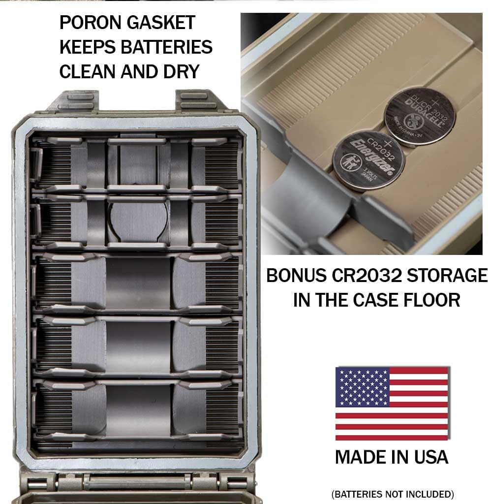 Thyrm CellVault-5M Modular Battery Storage for CR123, 18650, 18350, CR2032 Batteries with Movable Inserts, Made in USA