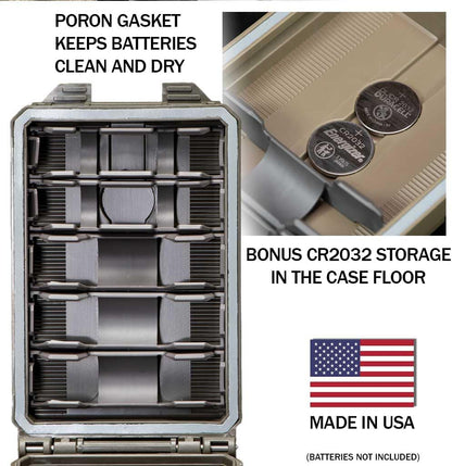 Thyrm CellVault-5M Modular Battery Storage for CR123, 18650, 18350, CR2032 Batteries with Movable Inserts, Made in USA