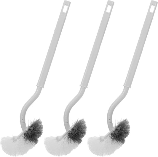 3 Pack Curved Toilet Bowl Brush Set with Long Handle for Deep Cleaning Under Rim and Hard-to-Reach Areas Compact Bathroom Scrubber for Household Toilet Cleaning