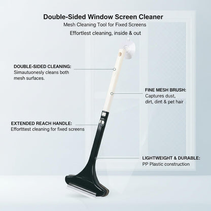 Versatile Double-Sided Screen & Glass Cleaning Brush, Multipurpose Mesh Tool for Fixed Windows, Durable PP Plastic