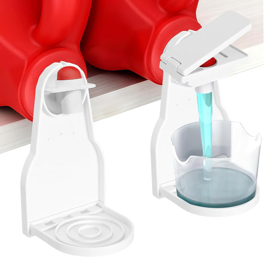 AceOrbit 4 Pack Laundry Detergent Dispenser Cup Holder Nozzle Button Tight on Laundry Bottle Spouts Effort Saving Switch No Leaks or Mess with Detergent Drip Catcher Washroom Organization