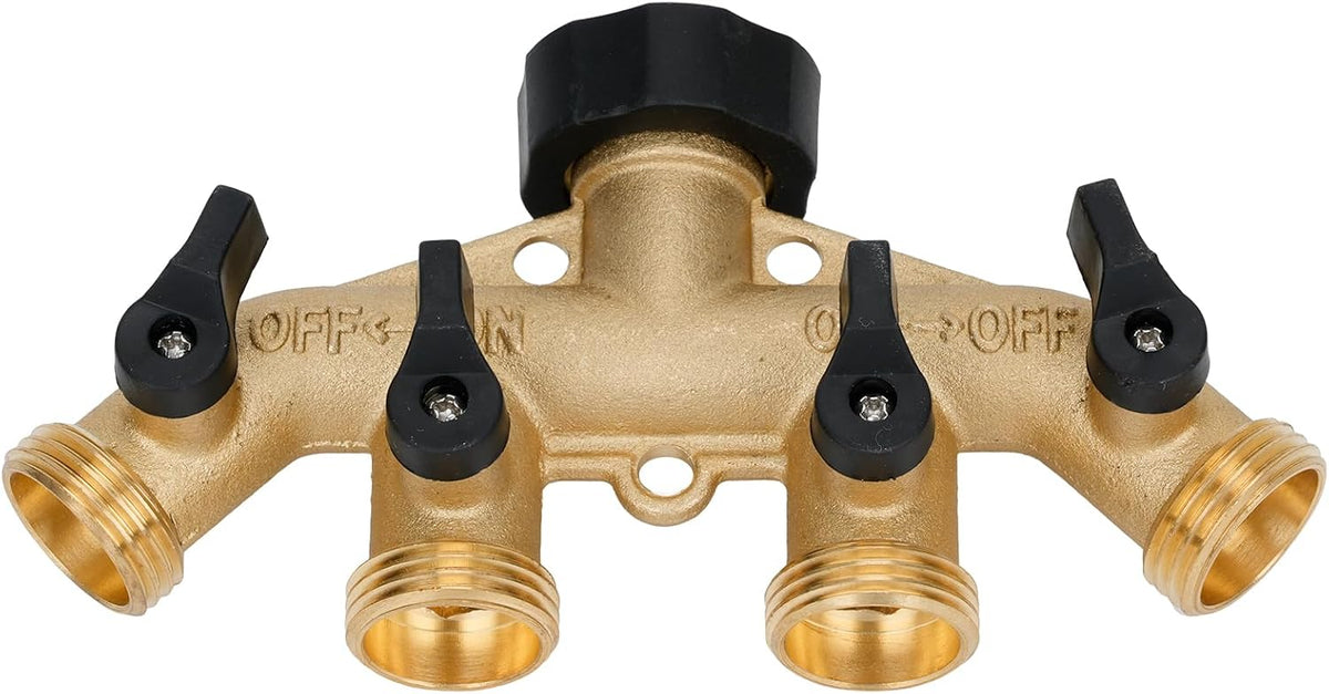 LINEX Garden Hose Splitter 2 Way 2 Pack Heavy Duty Brass, Outdoor Dual Y Valve Water Connector with Faucet and Spigot, Hose Split for Lawn, Garden, Car Wash