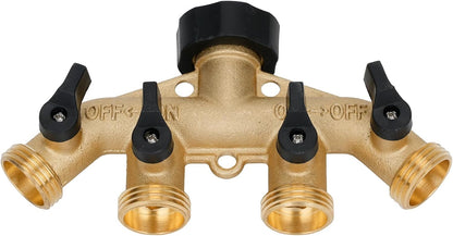 LINEX Garden Hose Splitter 2 Way 2 Pack Heavy Duty Brass, Outdoor Dual Y Valve Water Connector with Faucet and Spigot, Hose Split for Lawn, Garden, Car Wash
