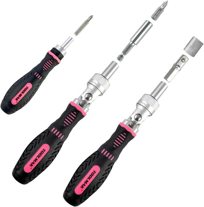 TOOLMAK 61pcs Ratcheting Screwdriver, Socket & Precision Bit Set | Cr-V Steel, Rotatable Handle, Storage Case Included, Ideal for Bike, Watch & Glasses Repair
