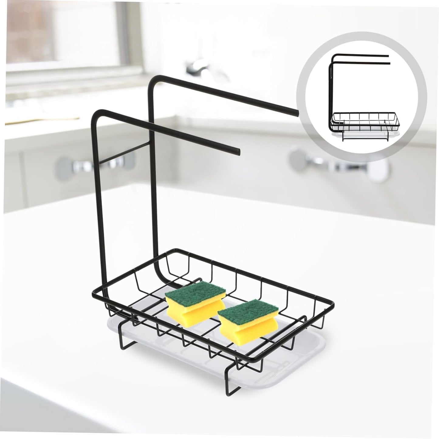 SHOWERORO 1pc Kitchen Sponge Rack Dual Purpose Desktop and Wall Mounted Design for Dishcloths and Cleaning Brushes Premium and Keeps Rags Dry and Organized