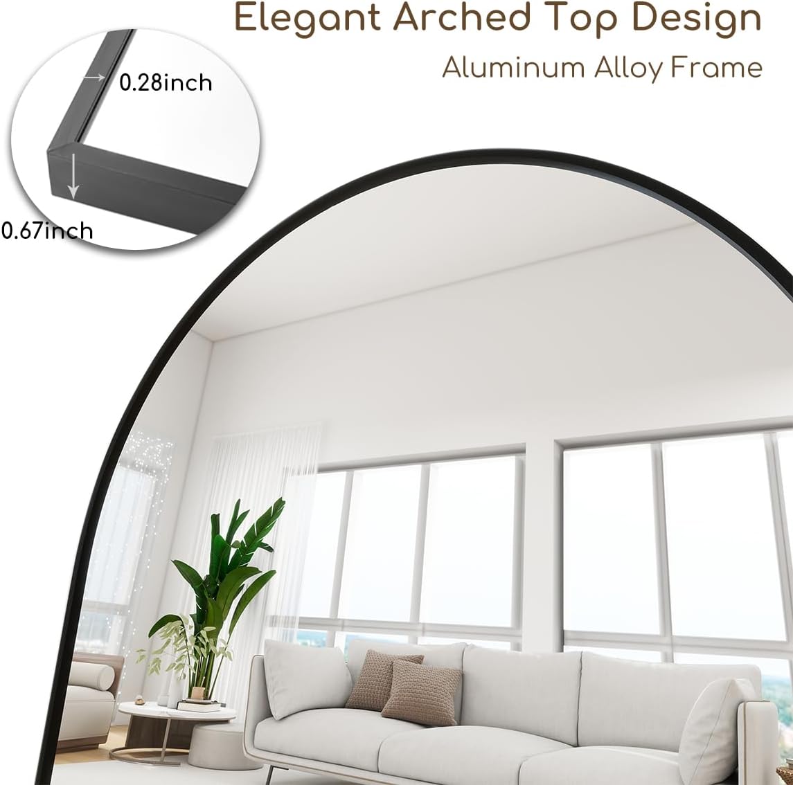 Prywot Arched Full Length Mirror, 70"x26" Free Standing Floor Mirror, Modern Full Body Mirrors with Stand, Wall Mirrors with Aluminum Alloy Frame for Bedroom,Living Room, Gold