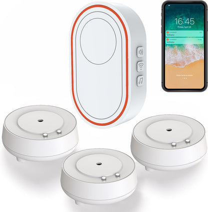 Water Level Leak Alarm with 16.4Ft 2 Sensors,120dB Strobe, Metal | 9V Battery-Powered, Dual Sensors Float Switch and Leak Probe, Adjustable Volume, For Sump Pump Dishwasher Under Sink Basement