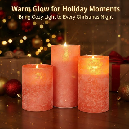 ANGELLOONG Flickering Flameless Candles, Realistic Battery Operated Candles with Remote and Timer, Set of 3 LED Candles for Room Fall Home Wedding Decor Centerpieces Table Party Valentines Decorations