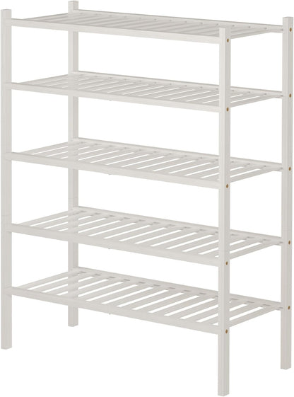 ROMGUAR CRAFT 3 Tier Bamboo Shoe Rack for Closet Free Standing Wood Shoe Shelf Storage Organizer for Entryway Small Space Stackable 27"x11"x20" (Natural)