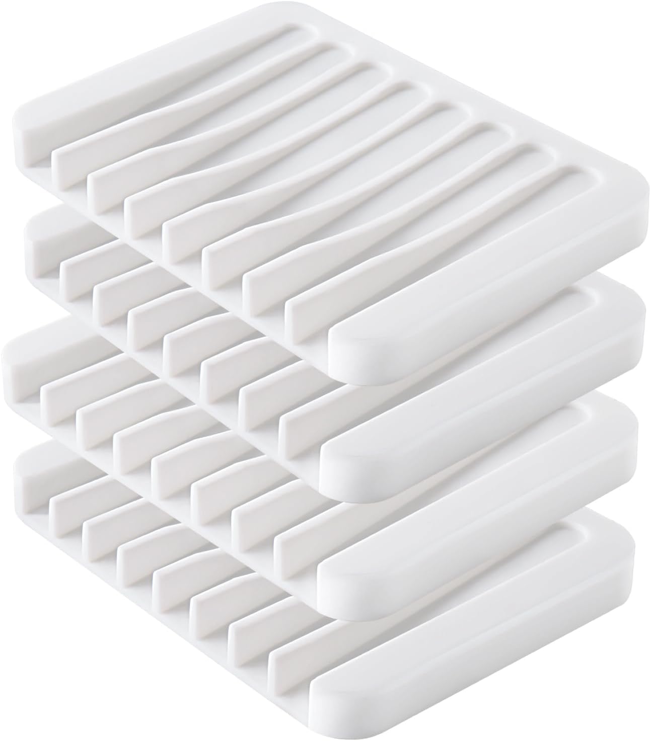 4PCS Self-Draining Silicone Bar Soap Dish and Holders for Shower | Easy Clean, Can Extend Soap Life, Premium Sponge Holder for Sink, Kitchen, Bathroom, or Counter, Soap Tray for Shower