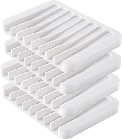 4PCS Self-Draining Silicone Bar Soap Dish and Holders for Shower | Easy Clean, Can Extend Soap Life, Premium Sponge Holder for Sink, Kitchen, Bathroom, or Counter, Soap Tray for Shower