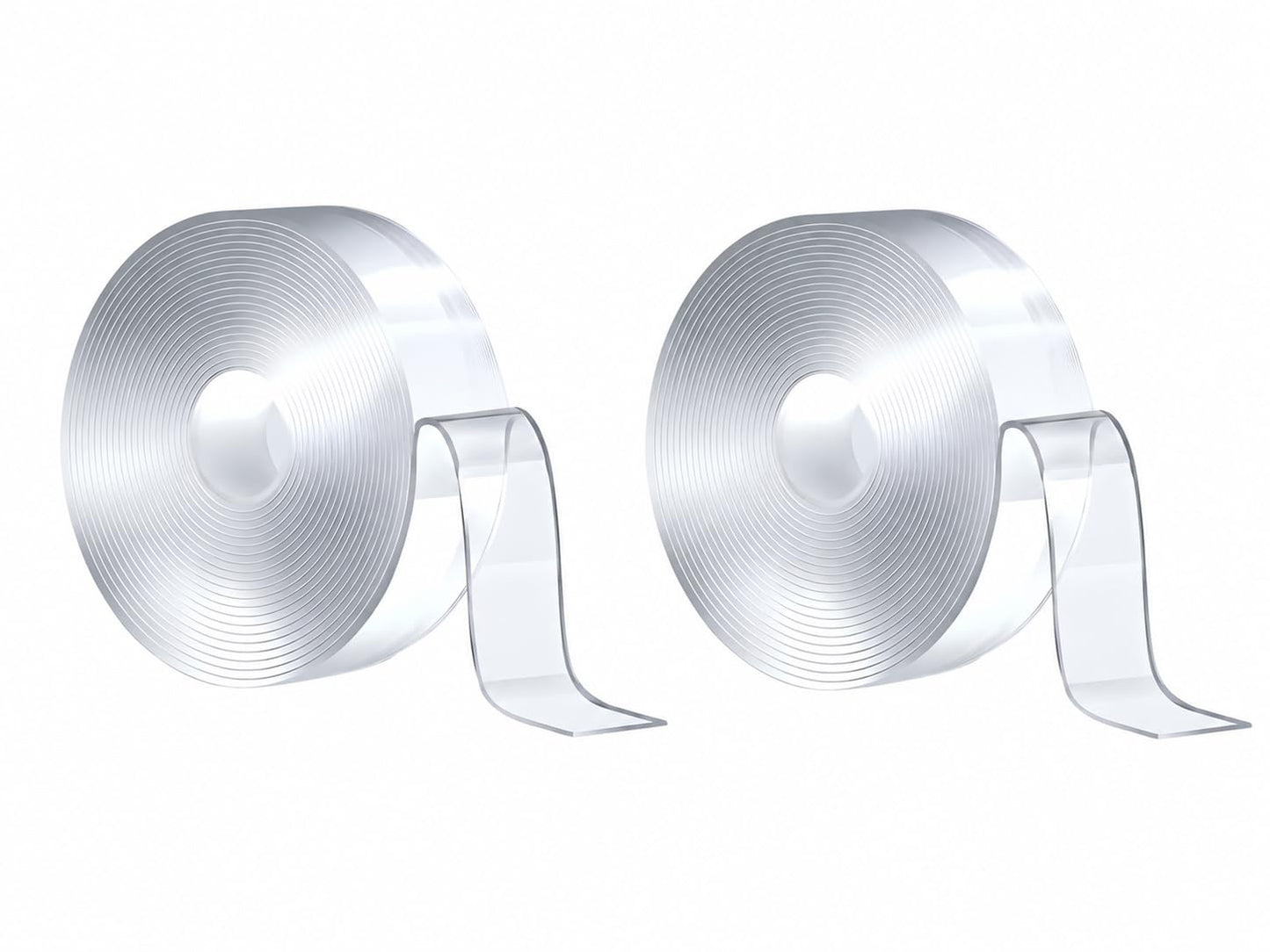 Nano Double Sided Tape, 2 Rolls Heavy Duty Clear Mounting Tape, Removable Washable Adhesive Tape, Strong Sticky Traceless Gel Tape for Home Office Wall Decor, Carpet, Kitchen & Car (20mm x 5m x 0.5mm)
