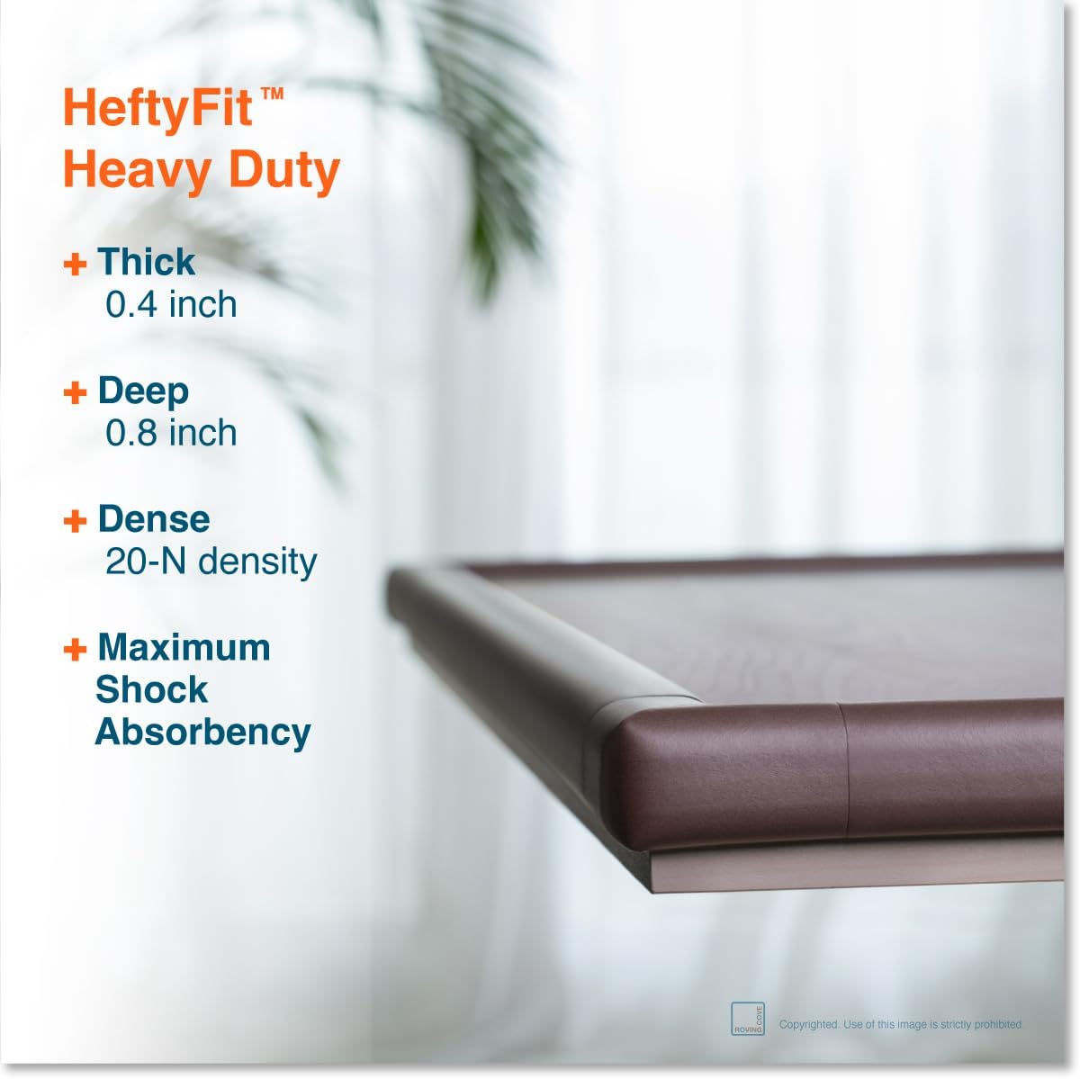 Roving Cove HeftyFit Corner Protector for Baby (4 Large Corners), Heavy-Duty Soft Rubber Foam Furniture Corner Bumper Guards, 3M Adhesive Pre-Taped, Oyster White (Off White)
