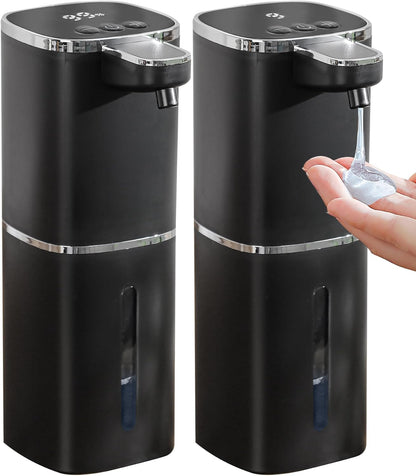 Automatic Foaming Soap Dispenser Touchless, USB Rechargeable Smart Hand Soap Dispenser, 9-Level Adjustable, 13.5oz/400mL,IPX5 Waterproof, Wall/Tabletop Kitchen Bathroom, Black