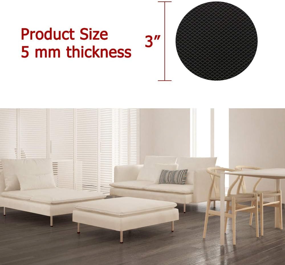 Yelanon Non Slip Furniture Pads -12pcs 4" Furniture Grippers Hardwood Floors, Non Skid for Furniture Legs,Self Adhesive Rubber Feet, Anti Slide Furniture Floors Protectors for Keep Couch Stoppers