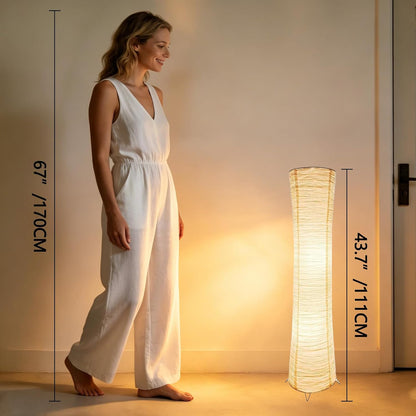 YY YEARCHY Floor Lamp Paper Lamp Japanese Standing Lamps with Rice Paper Shade for Bedroom Livingroom Slim