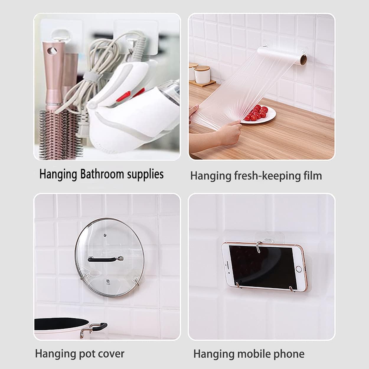 Elegana Heavy Duty Self Adhesive Hooks 24 Pack,33lb Max,304 Stainless Steel Wall Hooks Transparent,Waterproof Sticky Hangers for Keys,Bathroom, Shower, Outdoor, Kitchen,Door,Home Improvement,Utility