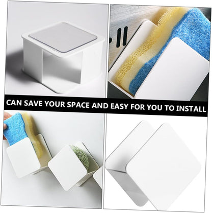 Unomor 2pcs Self Draining Sponge Holder Wall-mounted Dishcloth Rack Cleaning Cloth Storage Rack for Kitchen