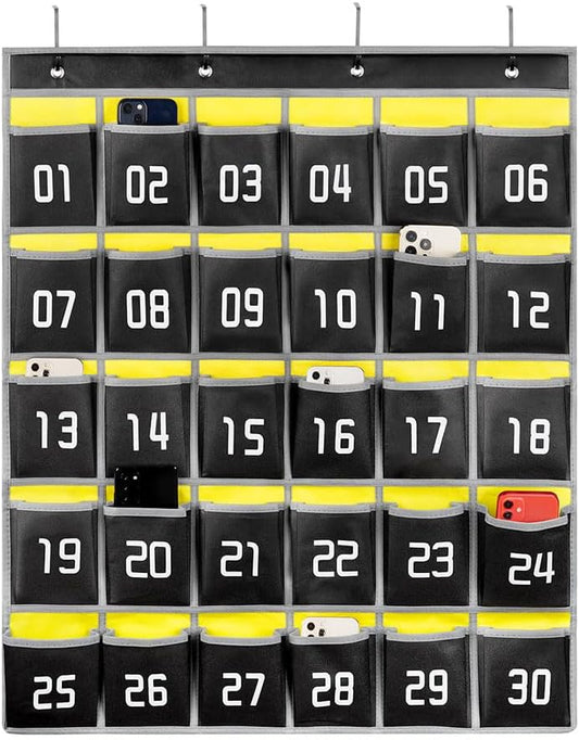 Loghot 36 Numbered Pockets Classroom Pocket Chart for Cell Phone Holder | Wall Door Hanging Pocket Organizer for Phone Calculator Holder, Phone Pouch for School Classroom & Office Phone Management