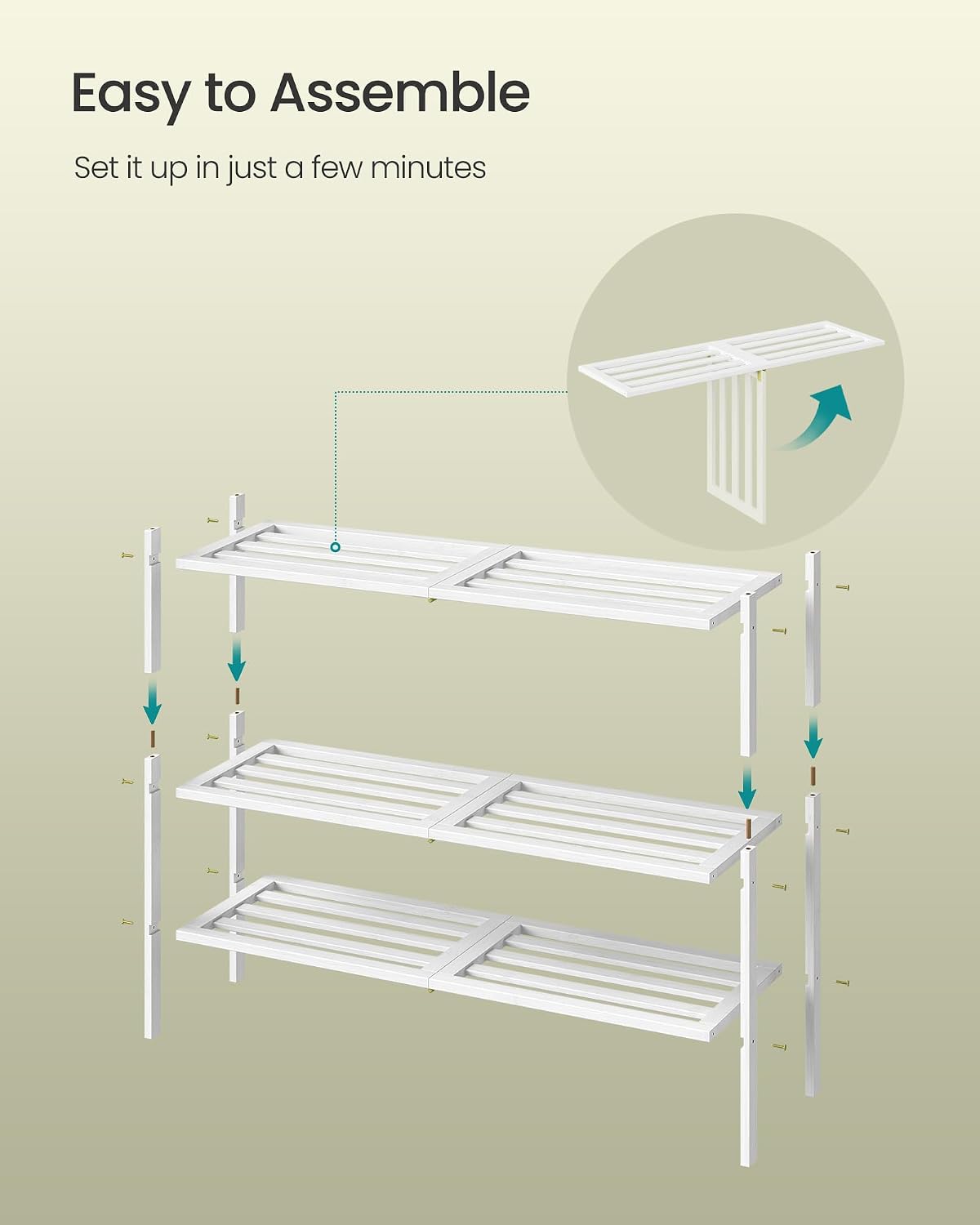SONGMICS Bamboo Shoe Rack for Closet, Stackable Shoe Oragnizer with Modular Structure, Space-Saving Free Standing Shelf for Entryway Bedroom, 2-Tier, Holds 9-12 Pairs, Natural Color ULBS052YL01