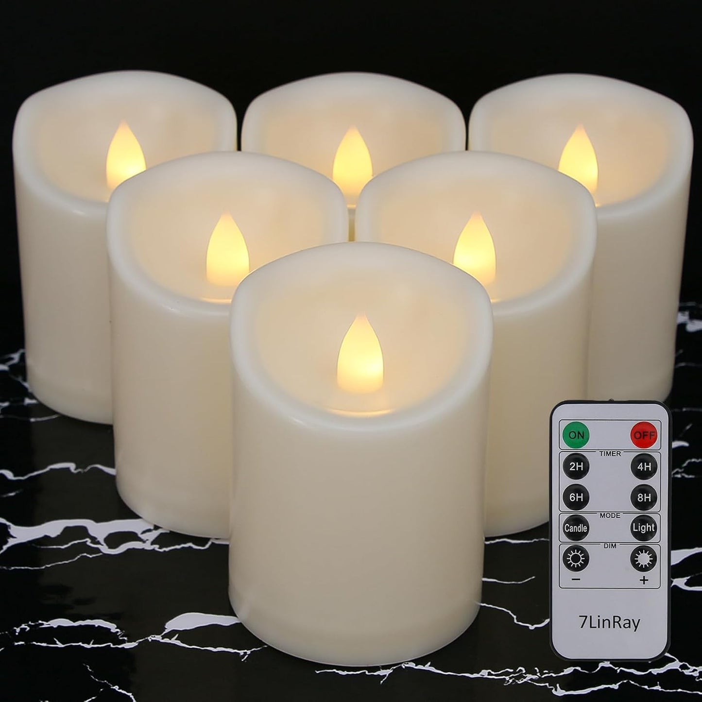 Flameless Flickering Candles with Remote and Timers, 1000 Hours Waterproof Outdoor Indoor Battery Operated LED Pillar Candles, Ivory Plastic, Set of 3(D 3" x H 4" 5" 6")
