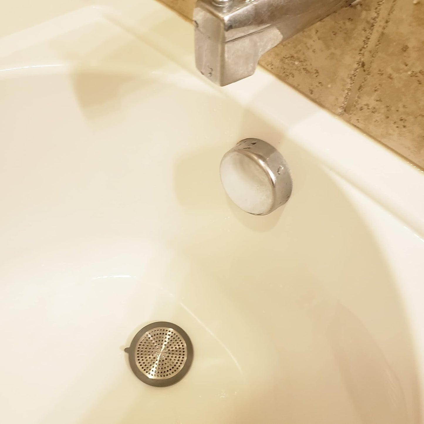 Danco Snap-in Shower Drain Cover with in-Drain Hair Catcher, 4-1/4" Round, White Strainer, (10533)