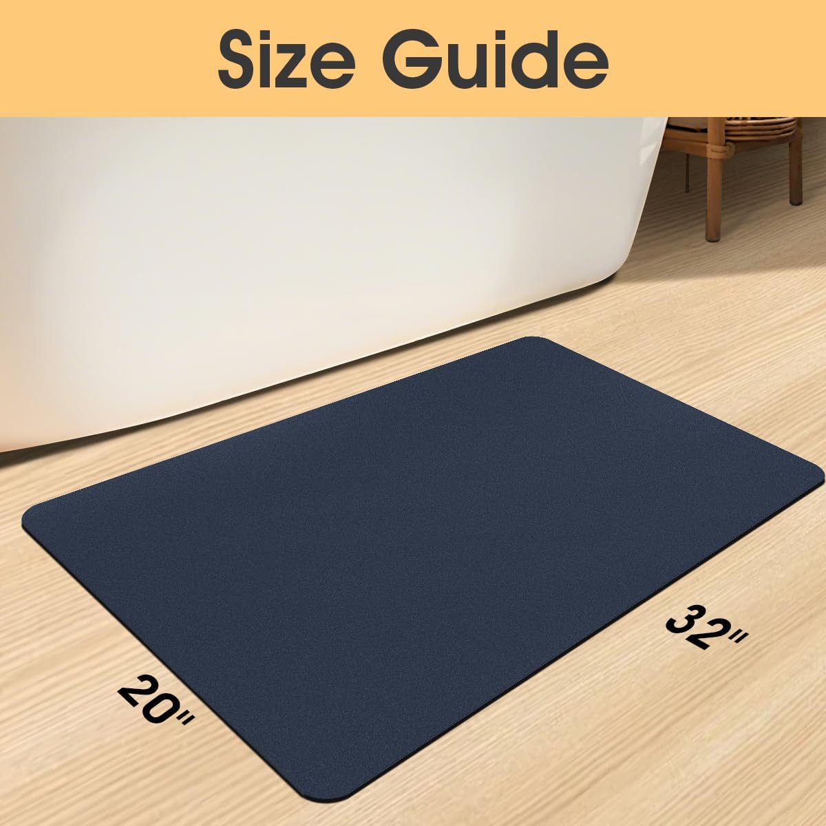 ACCUMTEK Non Slip Bath Mat, Thin Bathroom Rugs Fit Under Door, Quick Dry Bath Mats, Machine Washable Bath Rugs for Bathroom, Bathtub & Kitchen, Grey/Bordered/24 x17