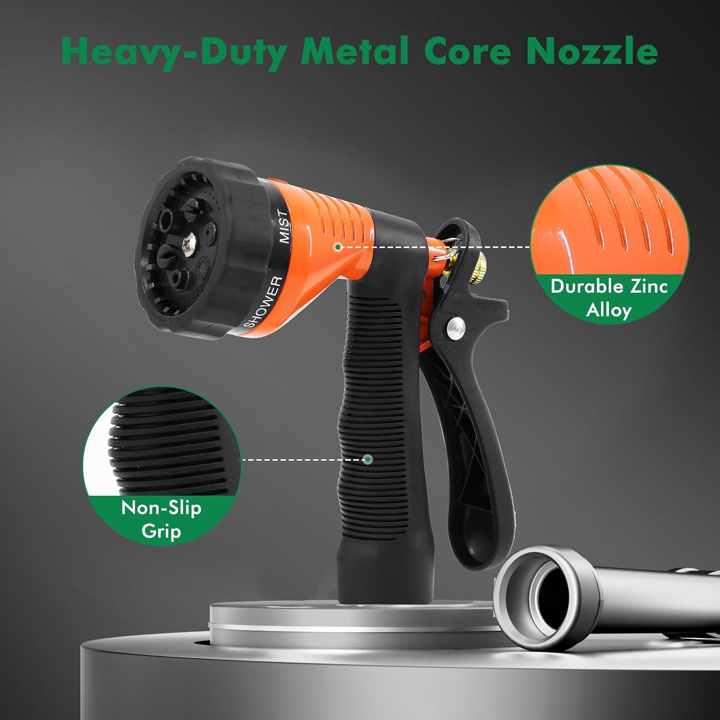 RESTMO Garden Hose Spray Nozzle, Water Hose Nozzle Heavy Duty, High Pressure Hand Sprayer with 6 Adjustable Watering Patterns, Slip Resistant for Watering Plants, Car Washing & Pet Showering, Purple