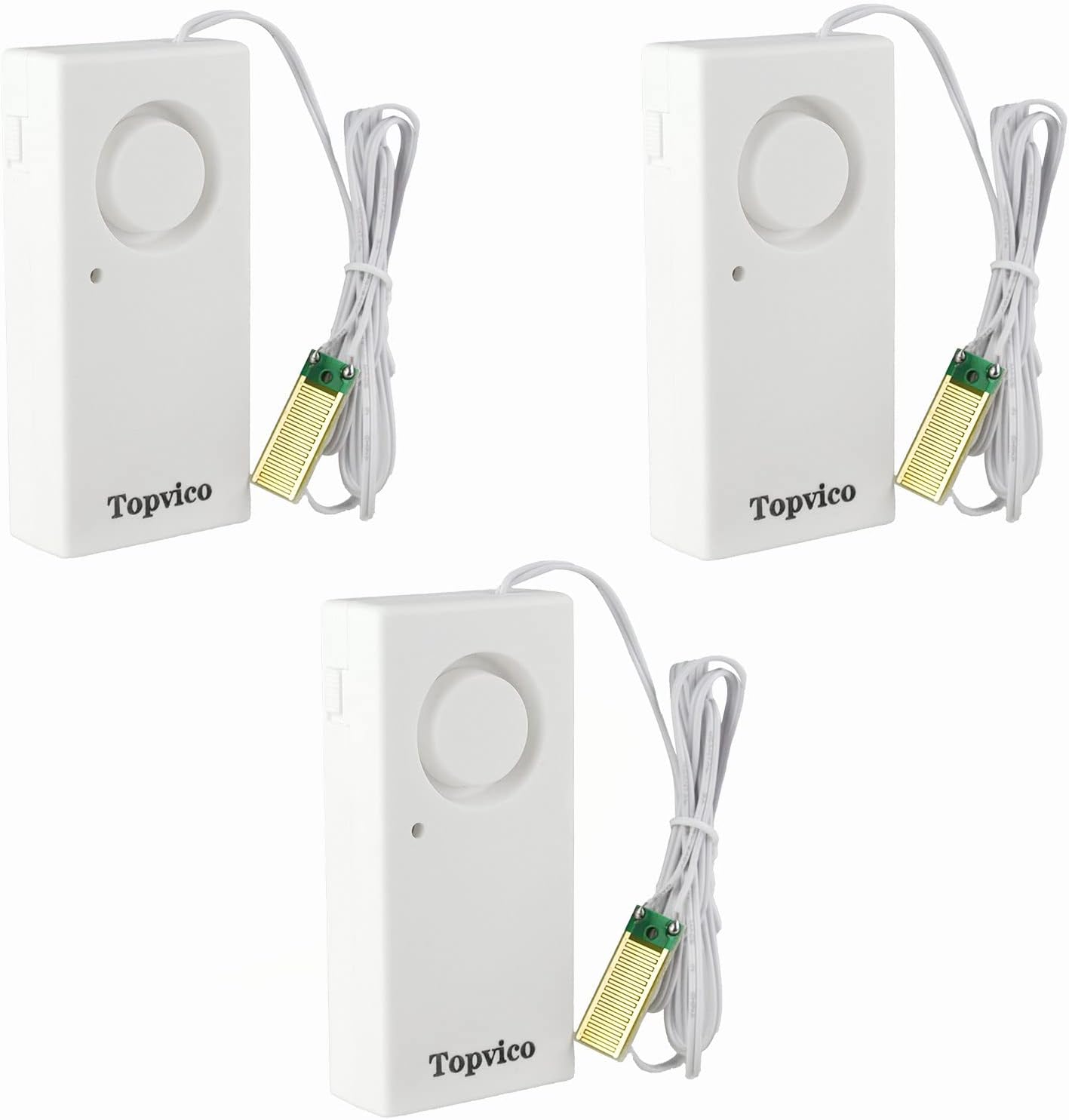 Water Leak Sensor Detector Flood Alarm for Basement RV Moisture 120dB Work Alone Battery Operated 3 Packs