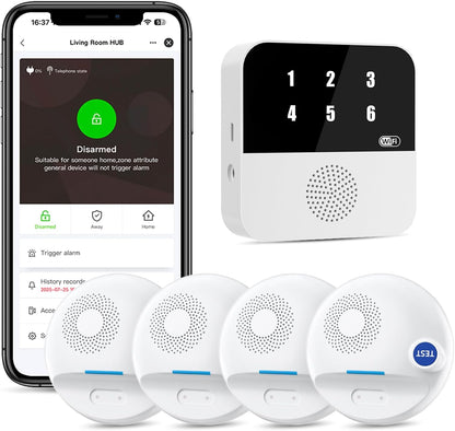 PILSAMAS Wireless Water Leak Detector, Loud Siren Water Sensor Alarm, IP67 | Top and bottom dual metal probes, Rustproof ABS plastic, Real-time drip and flood detection, Great for under sink or basement
