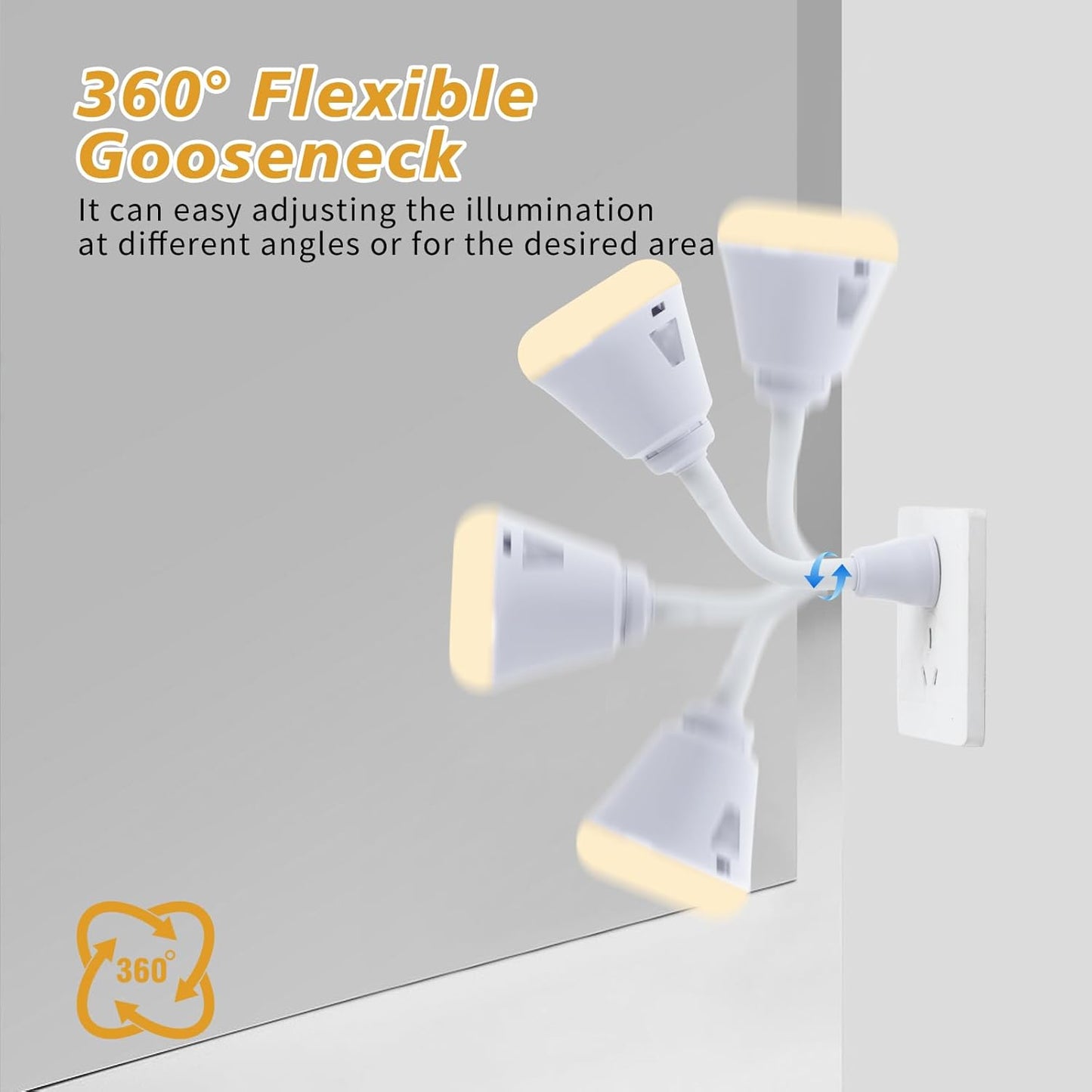 2 Pcs Plug in Motion Sensor Night Light Indoor LED Infrared Motion Detector Night Light for AC Outlet, Dusk to Dawn Sensor, 360° Rotating for Stairs Garage, 6W Cool White Light US Plug