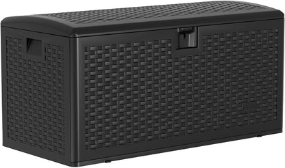 Garvee 73 Gallon Waterproof Large Resin Deck Box Indoor Outdoor, Lockable Storage Container for Patio Furniture Tools, Waterproof Deck Box Patio Storage Bin for Pool Garden, Black