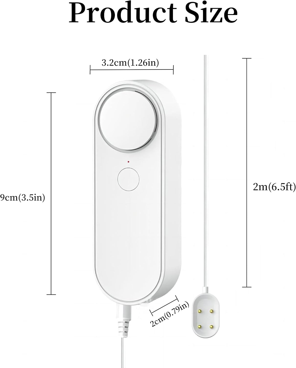 WiFi Water Level Detector Tuya Smart Sensor Alarm Dual Probe Loud Volume APP Alert Monitoring with 6.5 Feet Detection Line for Swimming Pool Fish Tank Aquarium