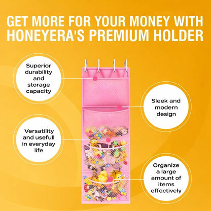 Honeyera The Original Stuffed Animal Storage (Patented) - Over Door Organizer for Stuffies, Baby Ideas Holder, Toy Plush Hammock Hanging Net Big Girls Toddler Large Bag Animals Stuffy Behind