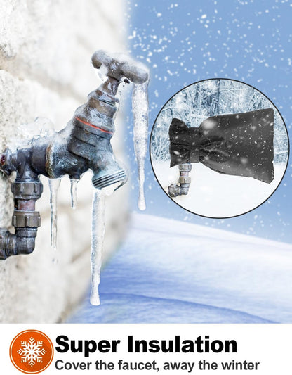 Wohohoho Outdoor Faucet Covers for Winter, 4 Packs Pro 10" H x 7" W Black Outside Faucet Cover Freeze Protection, Reusable Waterproof Insulated Spigot Cover, Thickened Garden Faucet Socks Hose Bibs