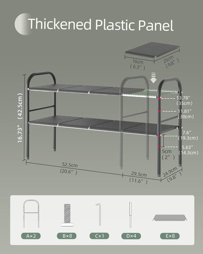 NETEL Under Sink Organizers and Storage, 2 Tier Expandable Under Cabinet Organizer Shelf with 4 Baskets and 4 Panels, Expandable Shelf for Cupboard, Kitchen, Bathroom, Shoe Storage Rack