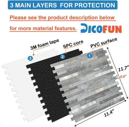 DICOFUN 10-Sheet Peel and Stick Backsplash Wall Tile, PVC Kitchen Backsplash Peel and Stick in Sandstone, 9.4 sq.ft