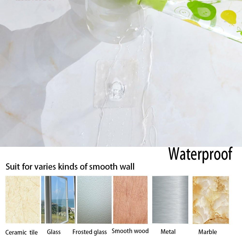 Hawsam 8PCS Clear Adhesive Sticky Wall Hooks,No Drilling Strong Waterproof Sticker Hanger for Kitchen, Shower and Bathroom 20kg/44lb. (Max Loading)