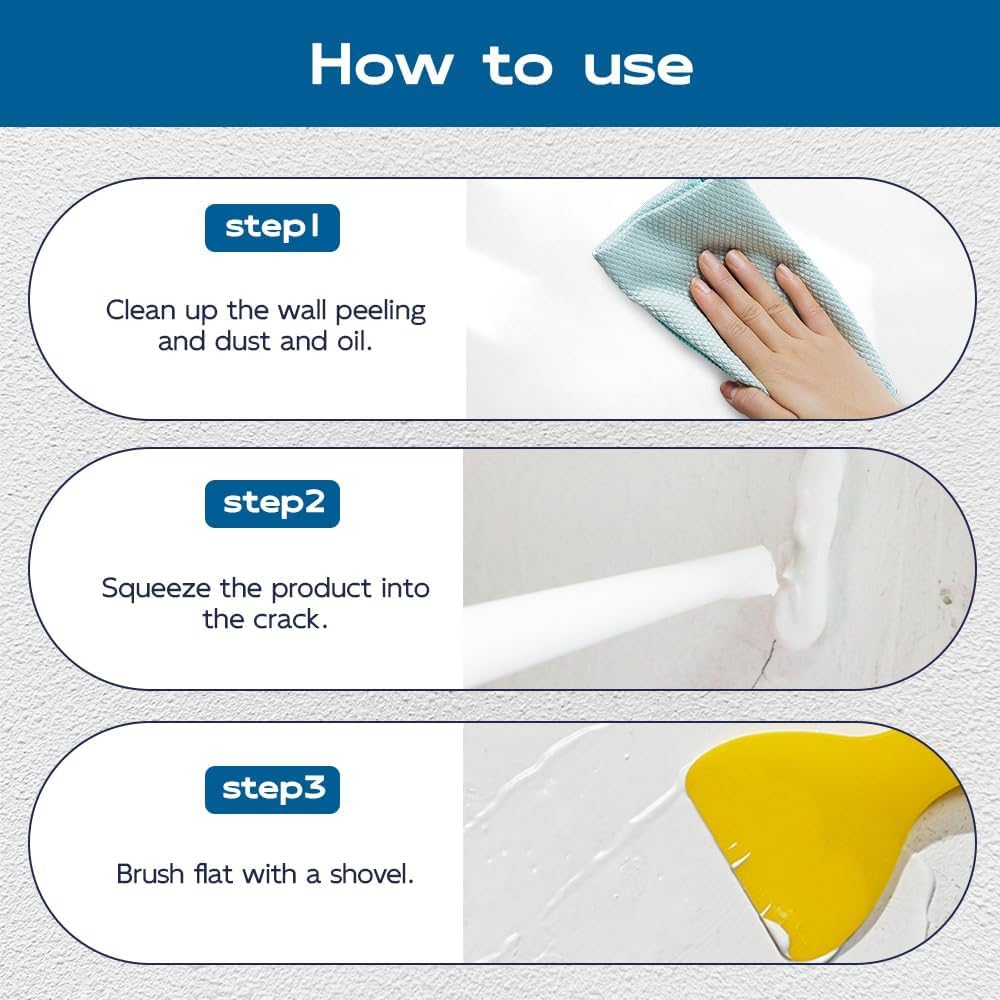 Drywall Repair Kit, White Wall Repair Paste, Multi-Functional Quick Drying Wall Mending Agent, for Cracks and Holes, with Scraper and Sandpaper