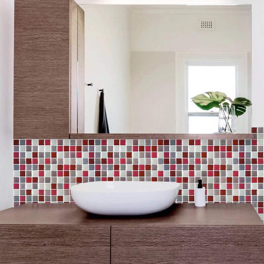 Yoillione Peel and Stick Backsplash for Kitchen: Self Adhesive Wall Tiles for Bathroom - Vinyl Thick Back Splash Tile (10, Light Coffee)