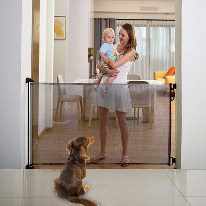 EasyBaby Extra Wide Retractable Baby Gates, 33" Tall, Extends up to 71" Wide, Black/Child Safety, Pet Gates for Stairs, Doorways, Hallways, Indoor and Outdoor