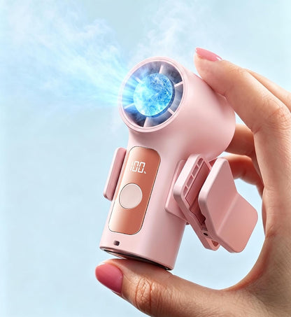 Portable Handheld Mini Fan with Ice Cooling Plate, Personal Clip On Turbo Fan Rechargeable, 18000 RPM 6 Speeds, 360° Detachable Clip, Pocket AC Fans Blow Cold Air for Beach Car Stroller Travel Makeup