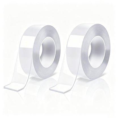 Double Sided Tape Heavy Duty, Nano Tape, Double Sided Mounting Tape, Clear Adhesive Tape for Hanging Picture, Poster, Carpet, Photo Deco, 2 Rolls, 16.5 Feet Per Roll